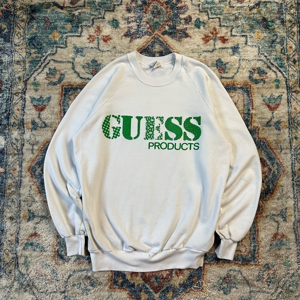 Vintage Guess Products Spellout Crewneck Medium